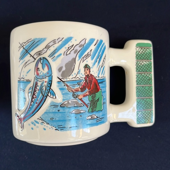 Vintage Bass Fish Salt & Pepper Shakers and Fishing Coffee Mug - Picture 10 of 15